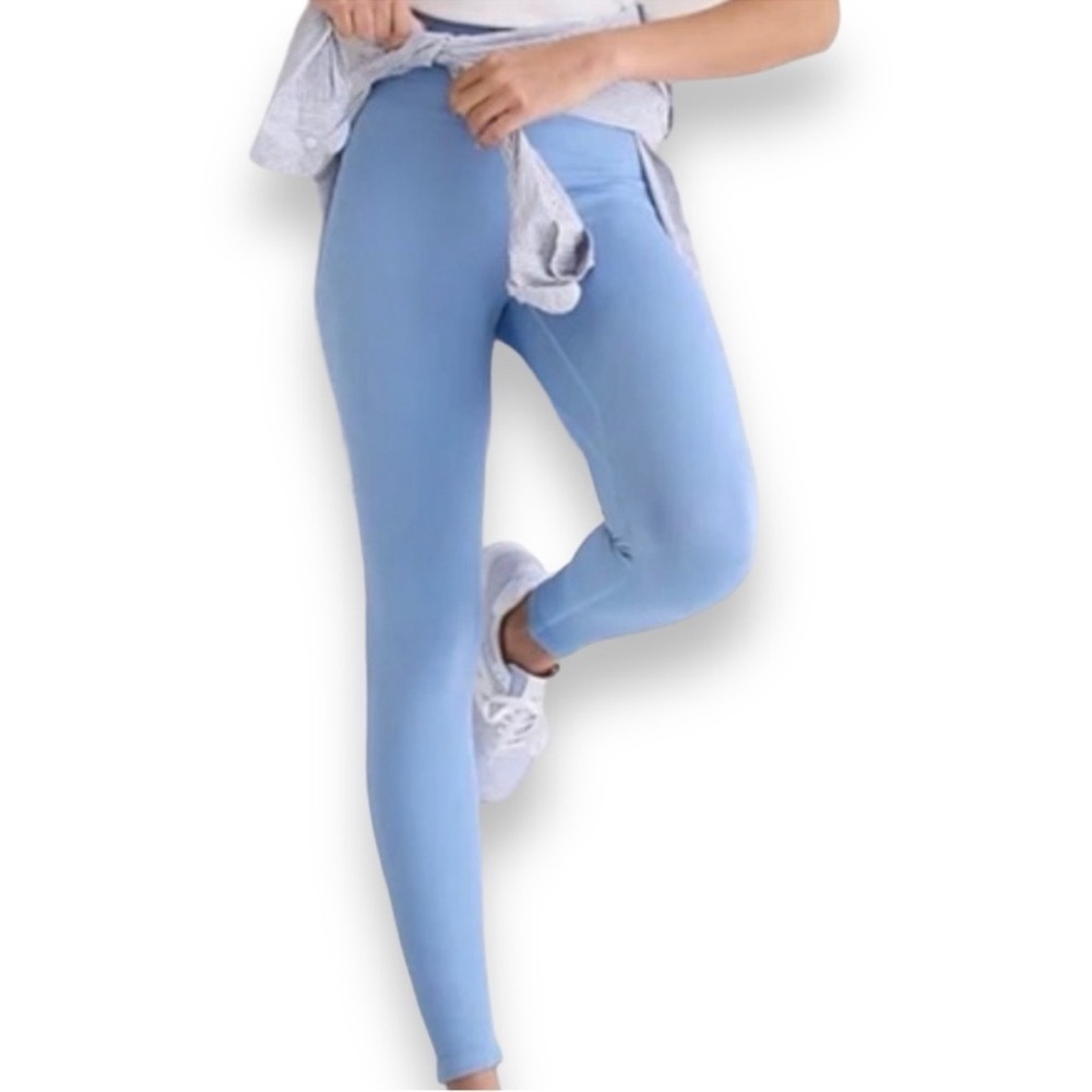 J. Crew Active SculptStretch High Rise Ribbed Leggings Light Blue Size Medium